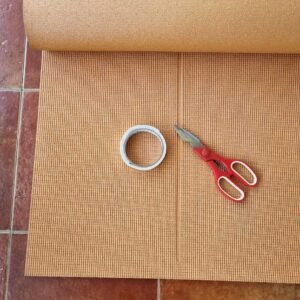 Yoga Mat, Scissors and Tape for childproofing DIY