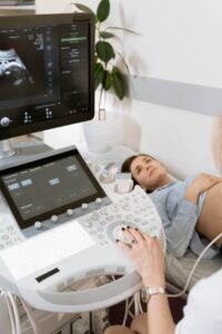 Pregnant woman undergoing a scan