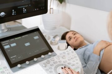 Pregnant woman undergoing a scan